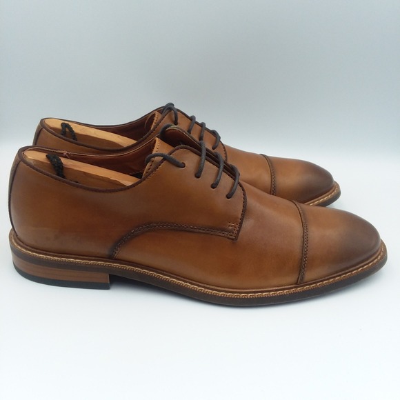 Vince Camuto Loxley Cap Toe Oxfords Mens 9M Cognac Leather Derby Dress Shoes EUC main image 7